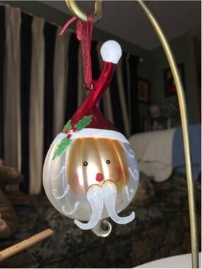 Unbranded Santa Claus Blown Glass Christmas Ornament One Size White Red